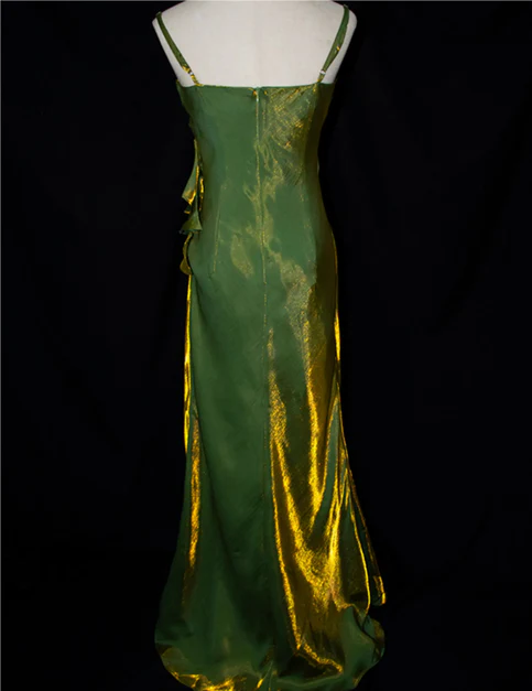 Vintage Floral Embellished Evening Gown Green Party Evening Dress cc1508