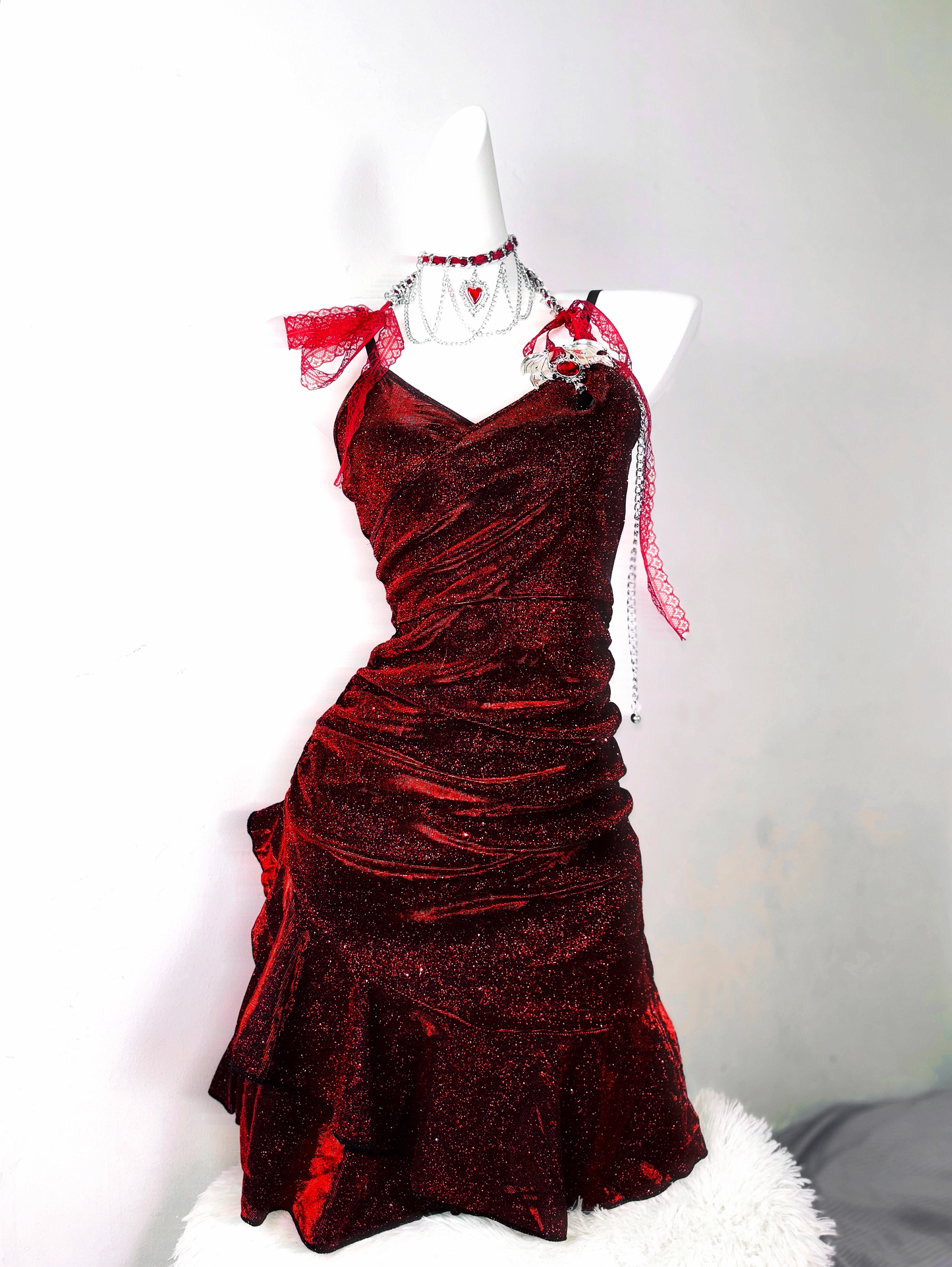 Glitter Spaghetti Straps Burgundy Ruffle Short Birthday Outfits Cocktail Dress Formal Homecoming Dress cc3226