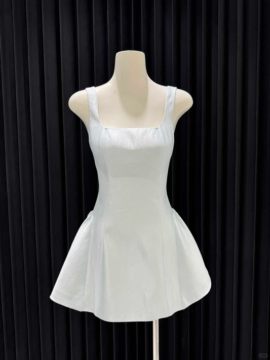 Simple White Square Neck Short A Line Homecoming Dress Birthday Outfits cc3366