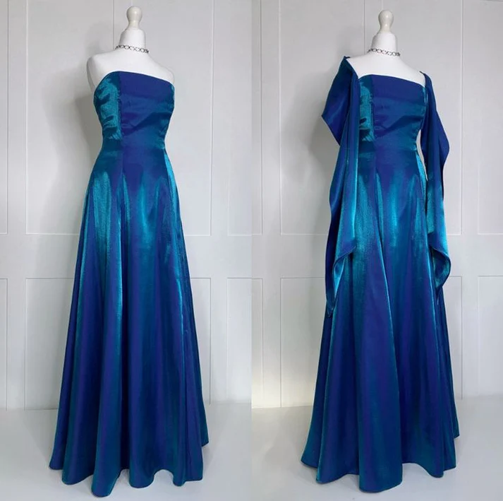 Vintage Strapless A Line Navy Blue Long Prom Dress,Evening Dress cc2526