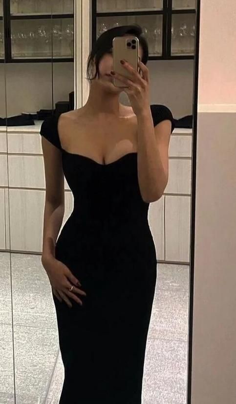 Simple Black Satin Prom Dress Party Evening Dress cc1641