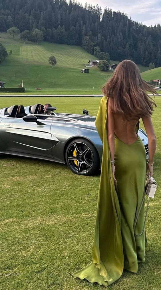 Elegant Green Backless Evening Dress Long Party Prom Dress cc1382