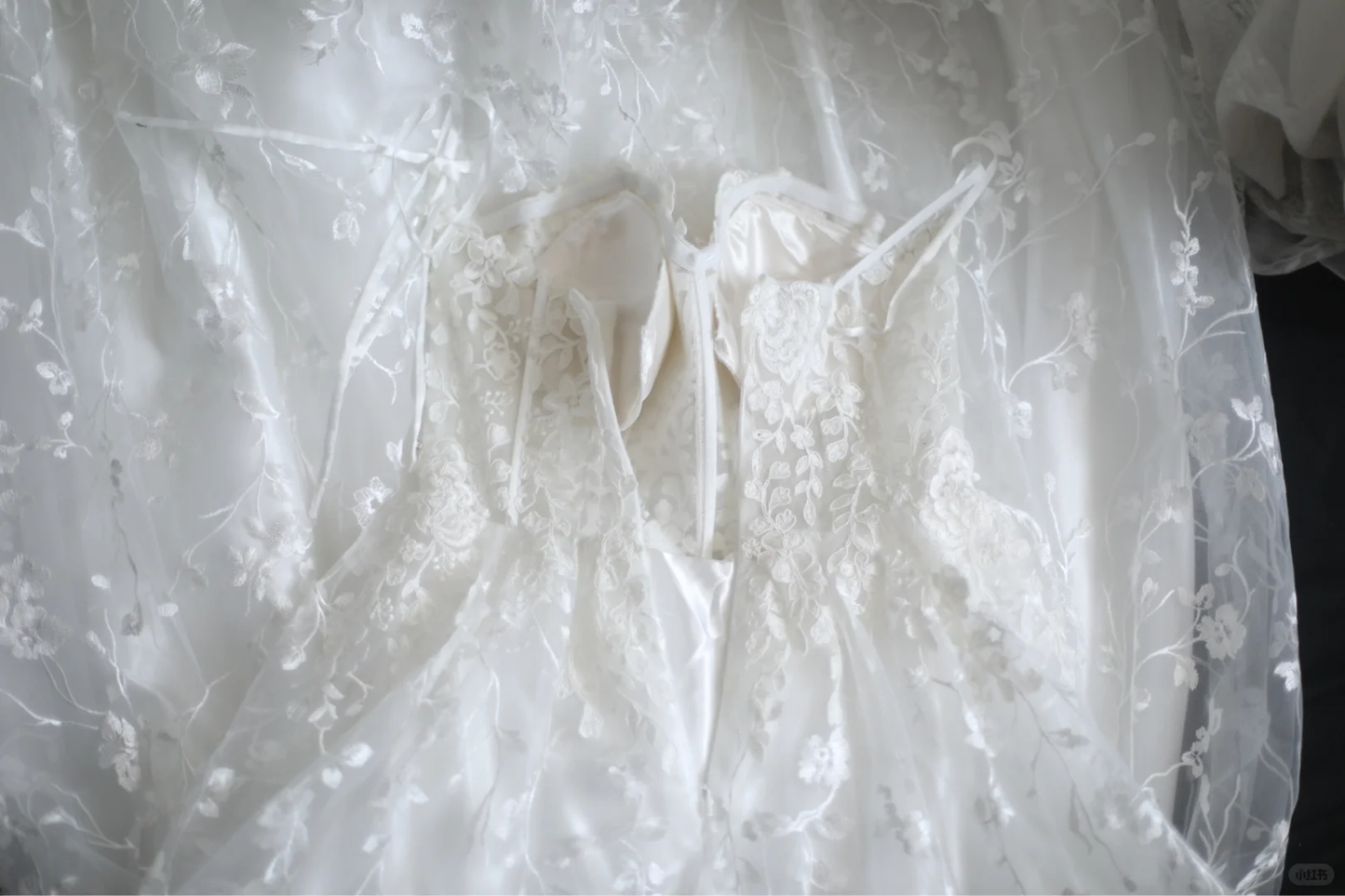 Vintage White Spaghetti Straps Lace A Line Wedding Dress Guest Dress cc3190