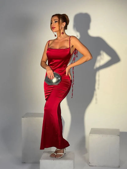 Spaghetti Straps Sheath Prom Dress Navy Blue Backless Party Evening Dress cc1466