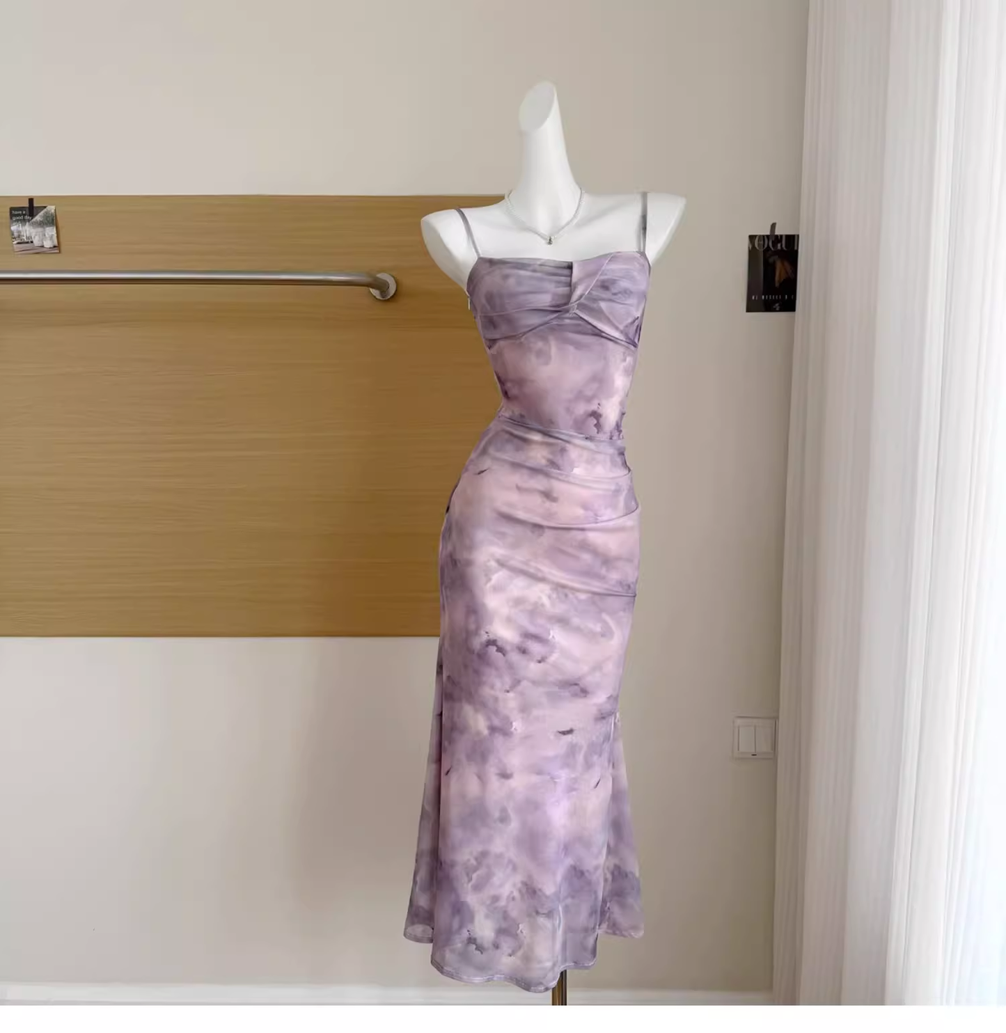 Pink Floral Suspender Dress Sexy Waist Beautiful Long Vacation Dress cc3064