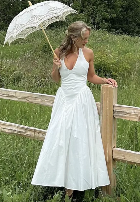 Black Halter V Neck Satin Evening Dress A Line Party Prom Dress cc2210