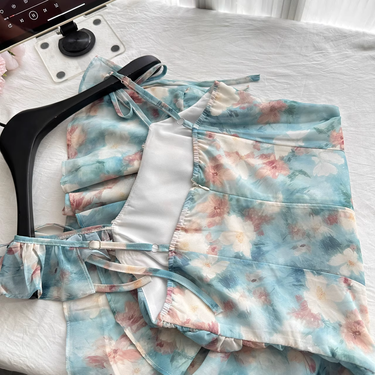 Spaghetti Straps Irregular Ruffles Short Holiday Dress cc3055