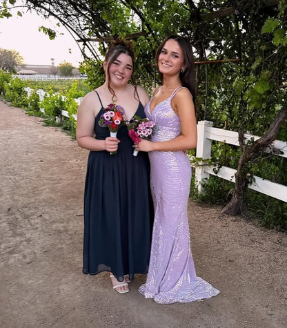 Luxury Lilac Spaghetti Straps Vneck Backless Evening Dress Mermaid Party Prom Dress cc2402