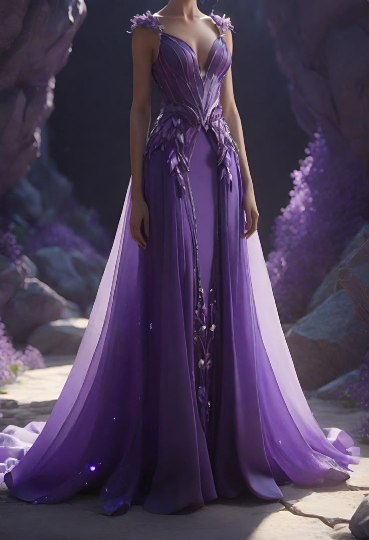 Glamorous Purple Satin Tulle Appliques Evening Dress,Long Party Prom Dress cc2773