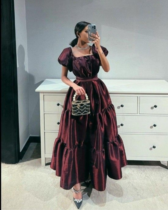 Vintage A-line Short Sleeves Evening dress cc931