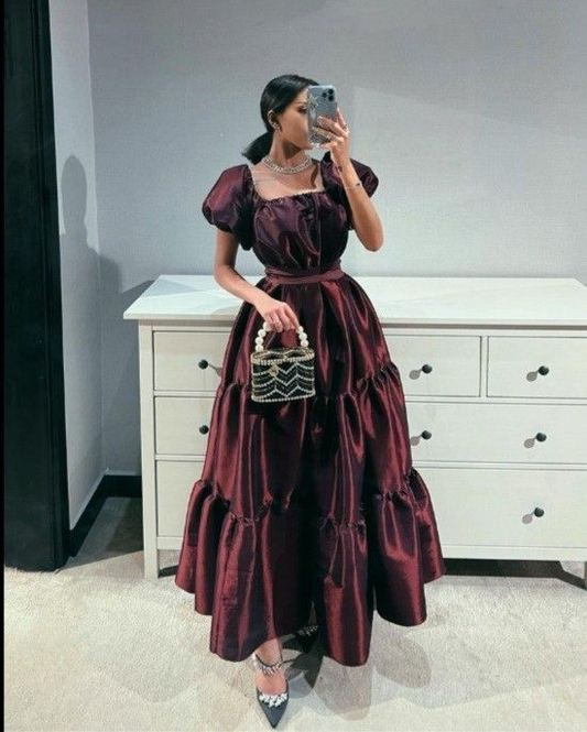 Vintage A-line Short Sleeves Evening dress cc931