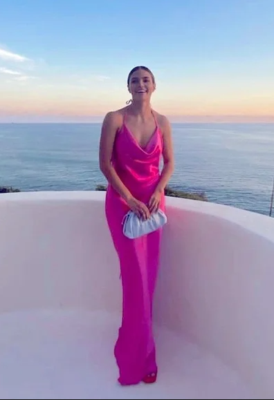 Spaghetti Straps Backless Party Dress Long Satin Prom Evening Dress cc1823