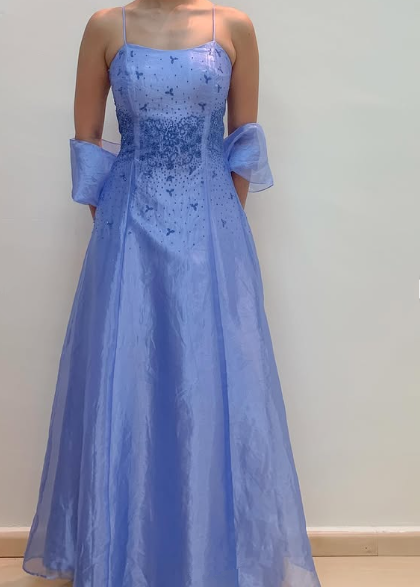 Charming Straps Lilac Organza Party Evening Dress A Line Prom Dress cc2147