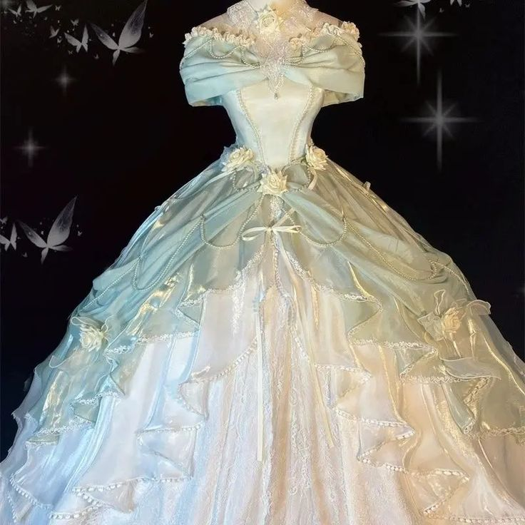 Vintage Off The Shoulder Ball Gown Sweetheart Satin Blue Evening Gown Prom Dress cc2218