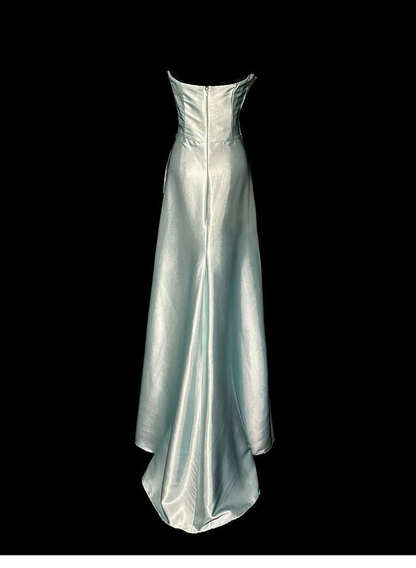Simple Green Strapless Satin Prom Dress,Long Party Evening Dress  cc2992
