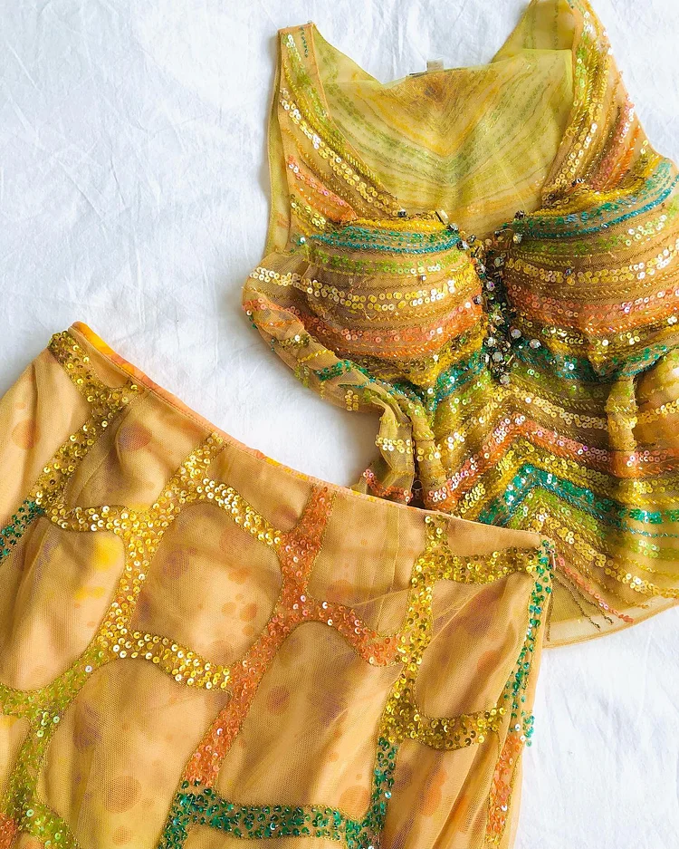 Gorgeous Sequin Chiffon Party Evening Dress,Two-Piece Prom Dress cc2762