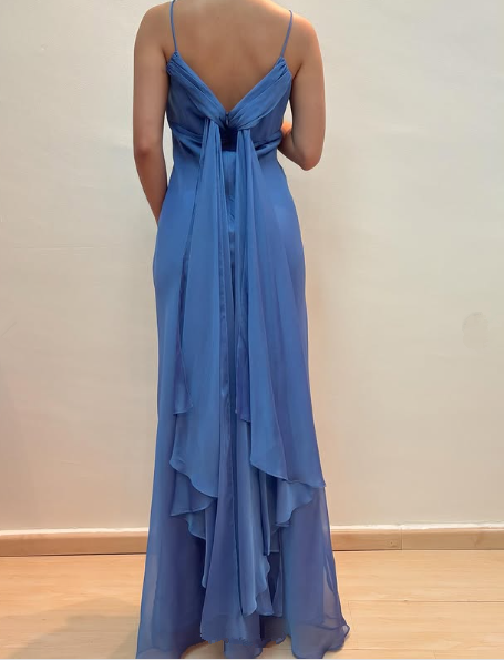 Simple Navy Blue Chiffon A Line Prom Dress,Long Party Evening Gown cc2572