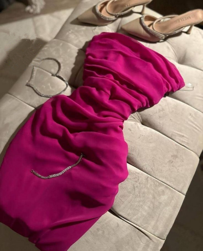 Sexy Hot Pink Chiffon Bodycon Homecoming Dress Cocktail Dress cc1875