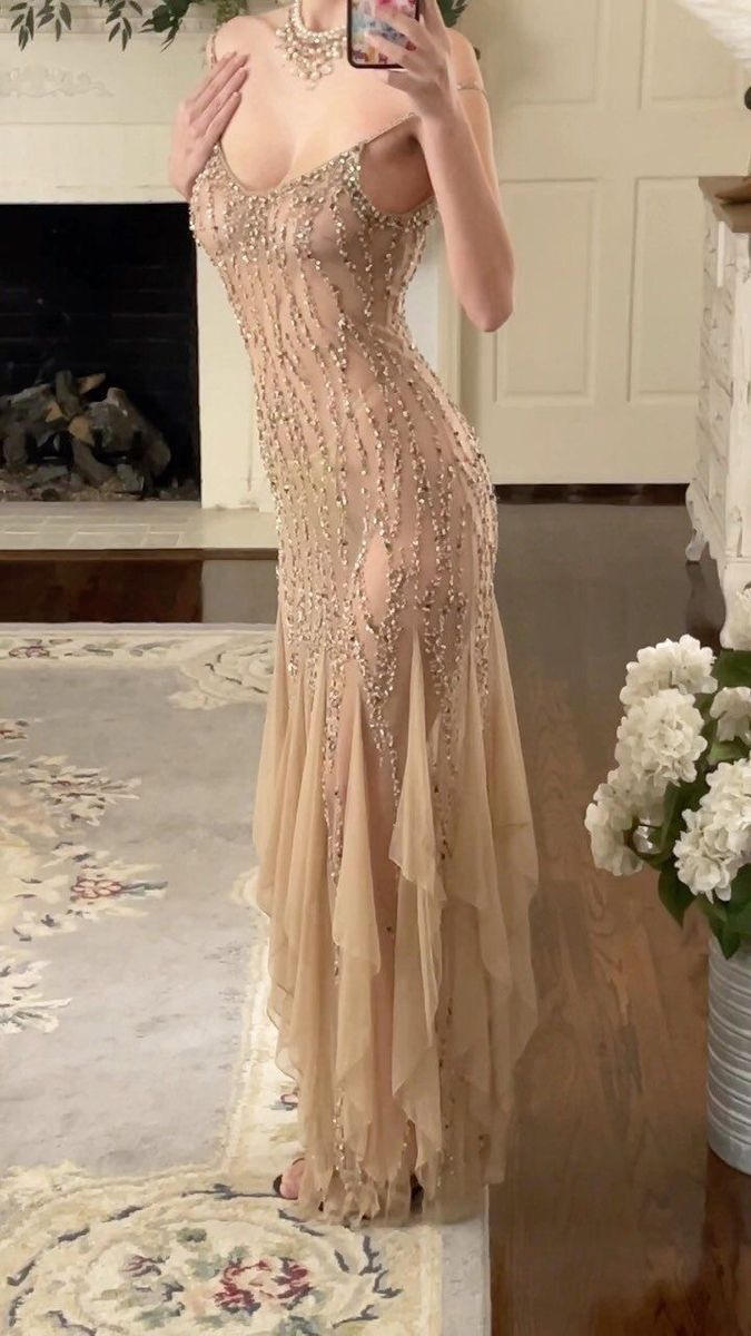 Vintage Blush Pink Chiffon Beading Prom Dress Sexy Party Dress cc1592