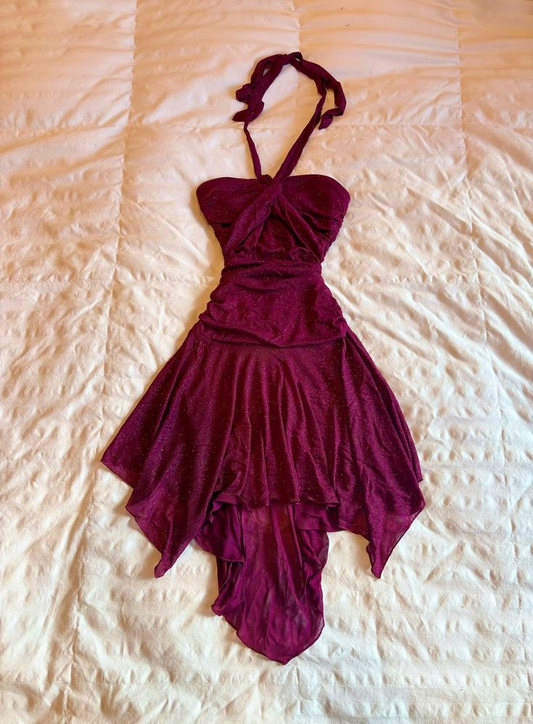 Sexy Halter Sequin Ruffles A Line Cocktail Dress Chiffon Mini Party Dress cc3049