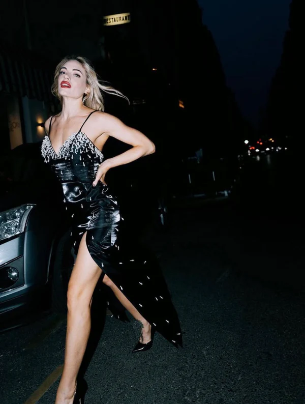 Gorgeous Spaghetti Straps Satin Beaded Slit Evening Dress,Black Prom Party Dress cc2695