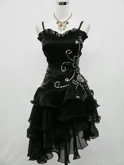 Sexy Straps Black Chiffon Beaded Cocktail Dress Homecoming Dress cc1957