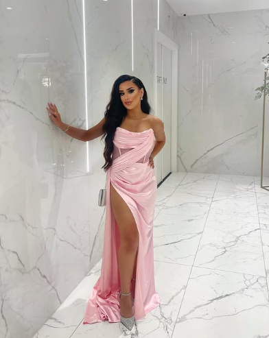 Sexy 17th Birthday Dress Strapless Mermaid Prom Dresses for Black Girls Thigh-High Slits Pleats Beading Birthday Outfits cc1232