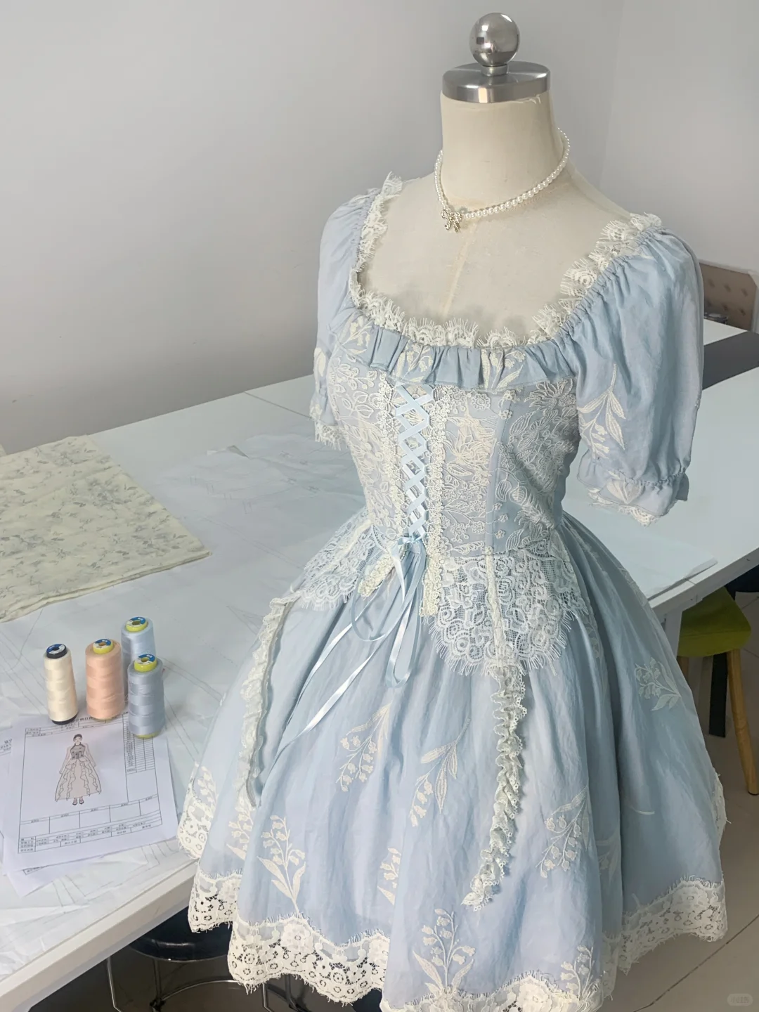 Beautiful Satin Lace Blue A Line Short Party Dress Homecoming Dress cc3354