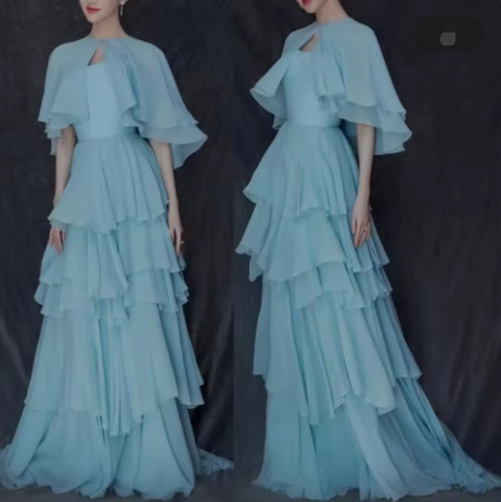 Light blue long prom dress, fashion evening dress cc560