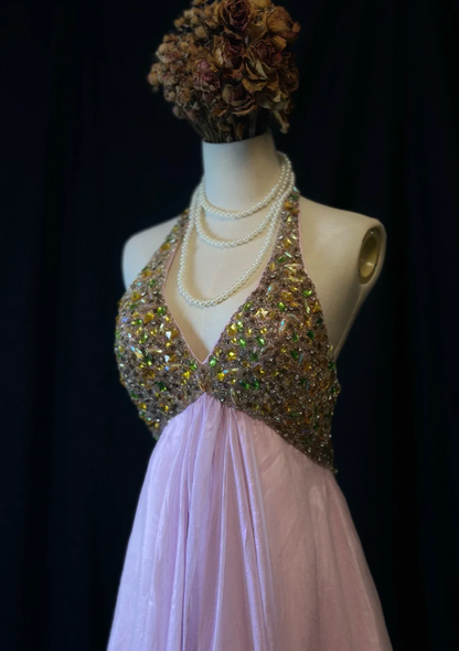 Gorgeous Halter Pink Chiffon Beaded Cocktail Dress Formal Homecoming Dress cc3119