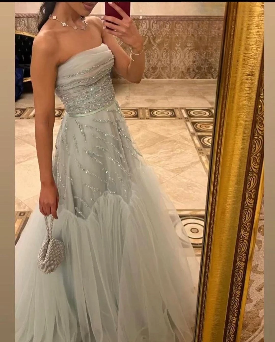 Tulle Sequined Prom Dress for Women Strapless Evening Gown Sparkly Birthday Party Floor Length cc558