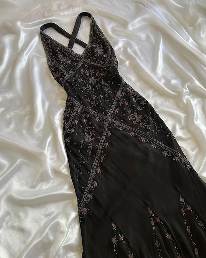 Luxurious Black Mermaid Chiffon Beaded Prom Dress Formal Evening Dress cc2753