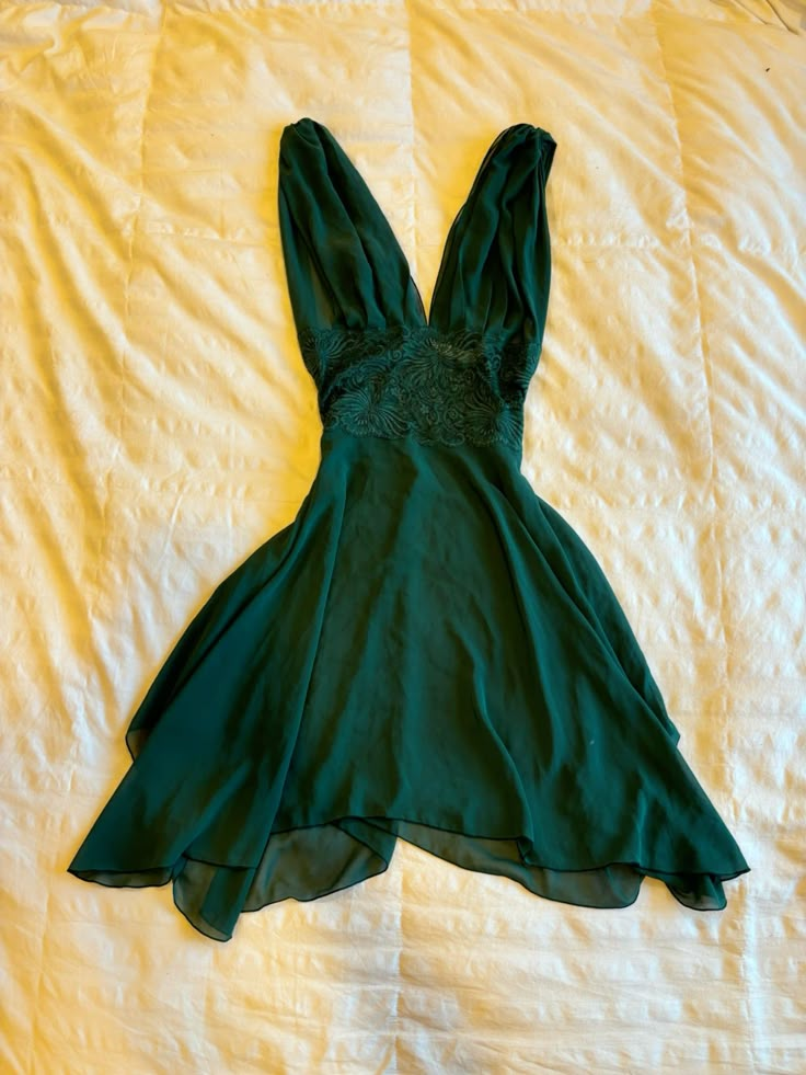 Sexy Dark Green V Neck Lace Chiffon Homecoming Dress Mini Birthday Dress cc3047