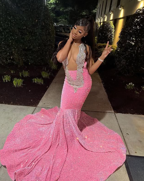 Sparkly Pink Sequins Evening Dress,Formal Mermaid Party Prom Dress cc2462