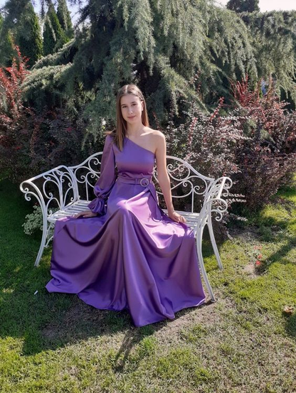 Simple One Sleeve Prom Dress,Wedding Guest Outfit  cc952