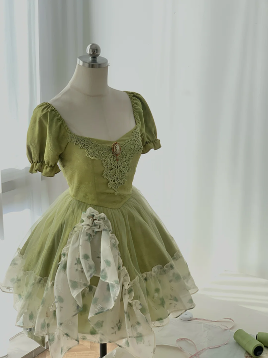 Classy Green Satin Lace Appliques Ruffles A Line Graduation Homecoming Dress 17th Birthday Outfits cc3441