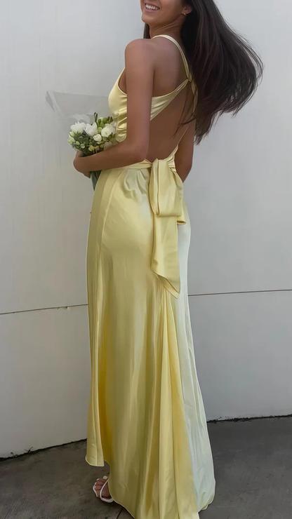 Simple Green Backless Long Party Evening Dress cc2607