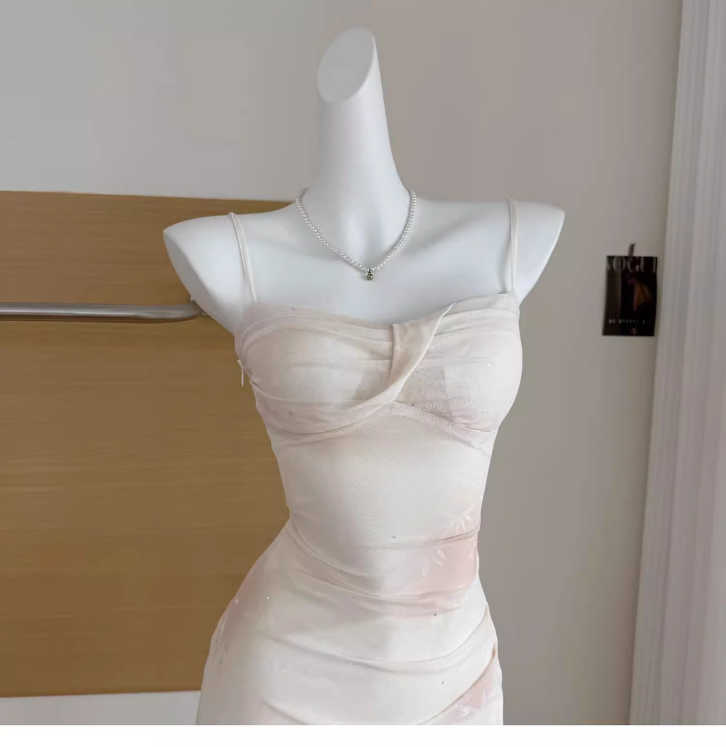 Apricot Suspender Dress Sexy Waist Beautiful Long Vacation Dress cc3065