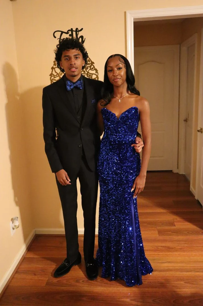 Shiny Royal Blue Sequins Mermaid Party Prom Dress cc2302