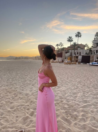 Sexy Sheath Long Straps Light Pink Prom Dresses cc1362