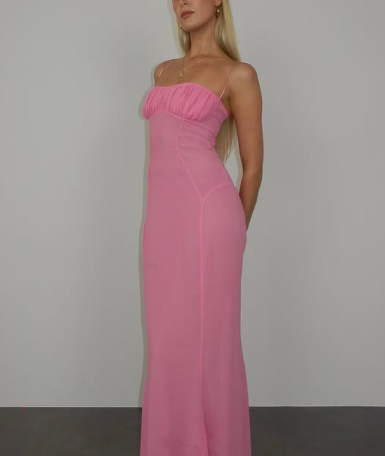 Elegant Pink Chiffon Sheath Long Prom Dress Evening Gown cc2114