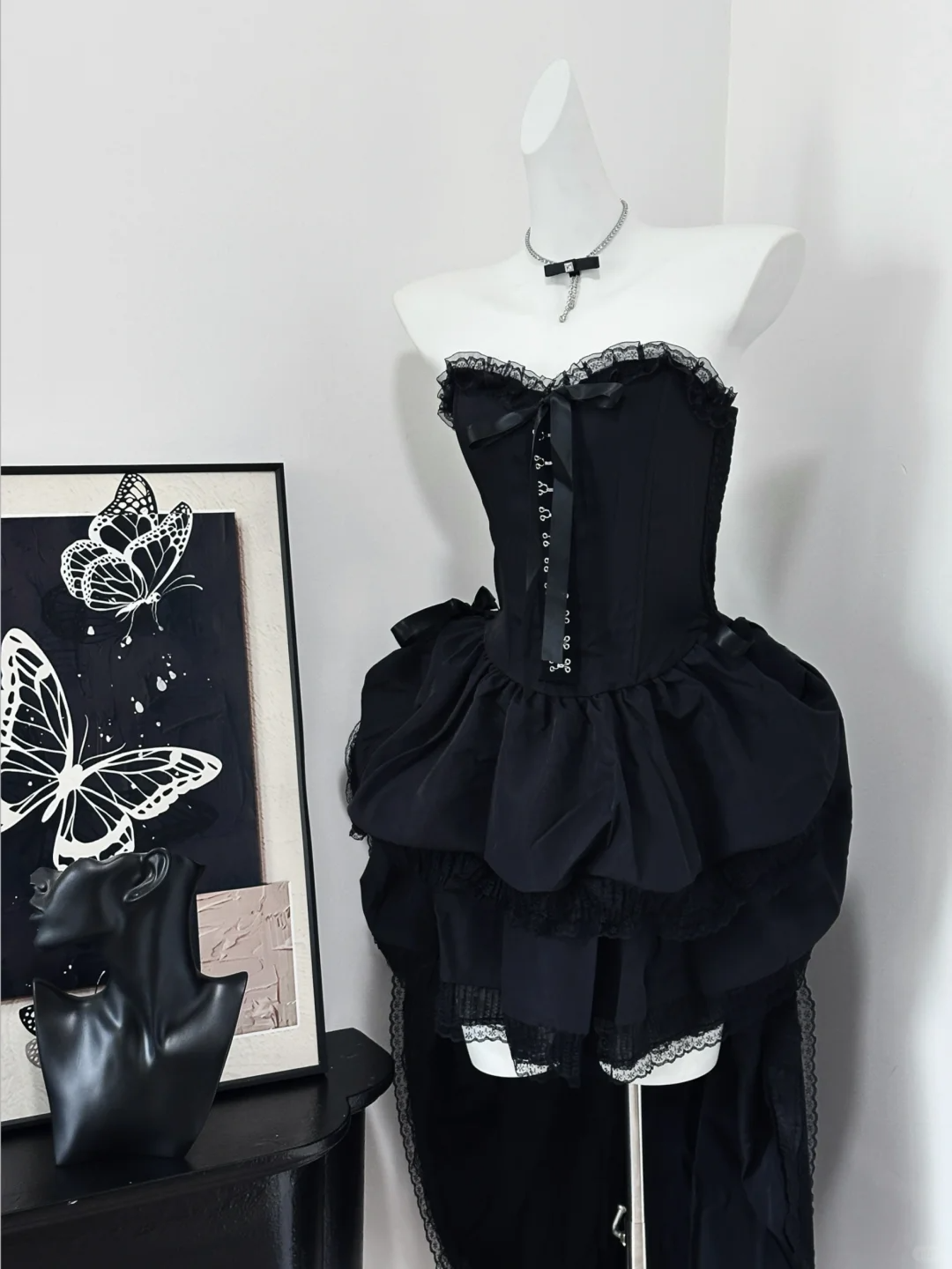 Charming Black Strapless A Line Layered Short Birthday Outfits Graduation Homecoming Dress cc3232