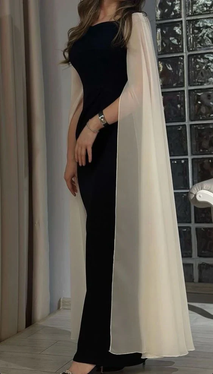 Beautiful Black  Satin Chiffon Sheath Evening Dress Elegant Formal Prom Party Dress cc1938