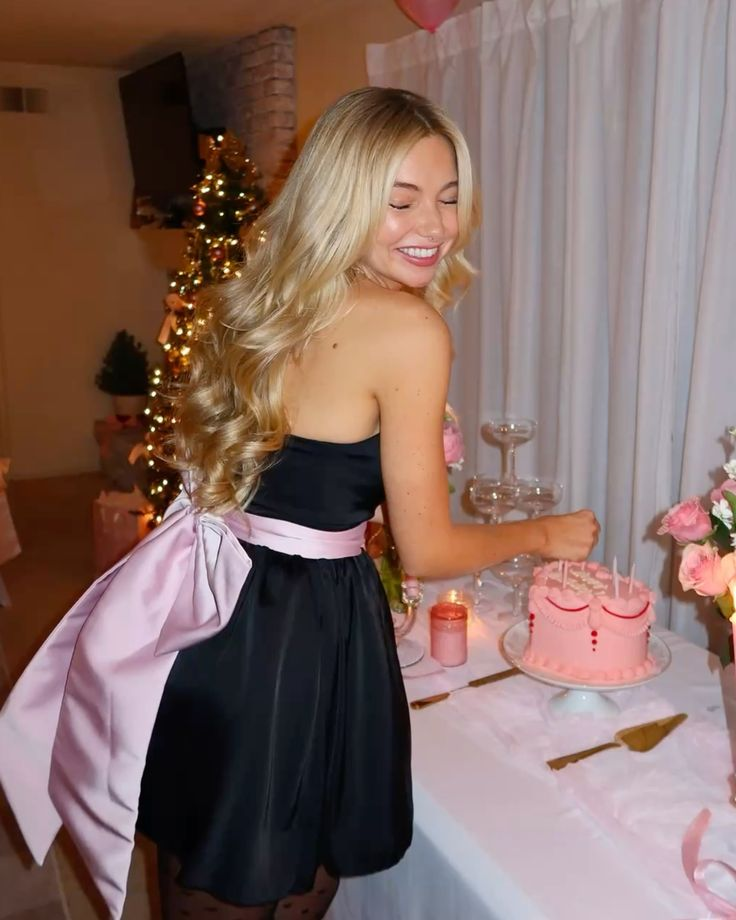Pretty Strapless Black Satin A Line Short 20th Birthday Dress Mini Prom Dress With Bow cc3485