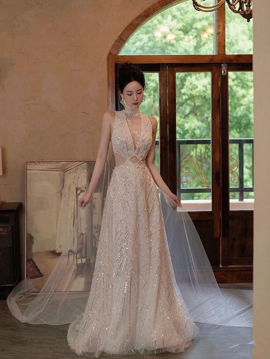 Glamorous A-line Sequins Prom Dress,Glam Dress,18th Birthday Dress  cc1360