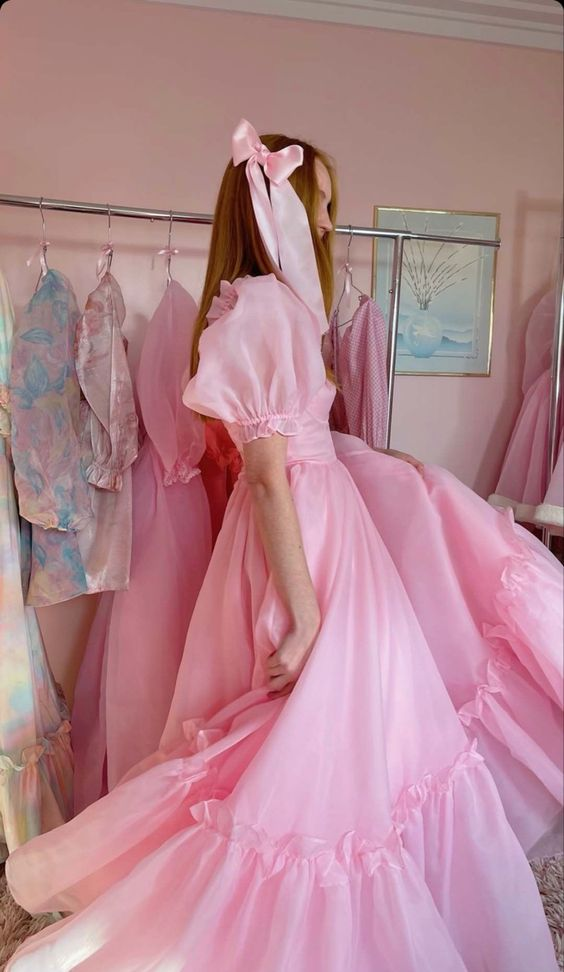 Vintage Pink A-line Prom Dress,Pink Birthday Party Dress  cc1339