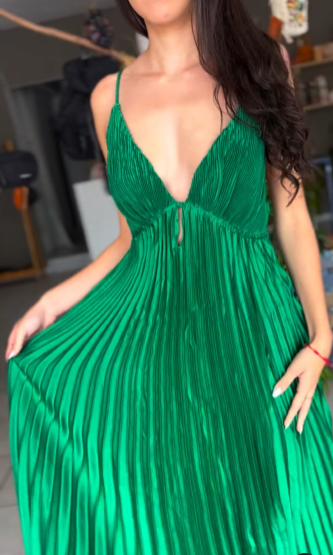 Simple Green V Neck Pleated Party Evening Dress,A Line Prom Dress cc2480