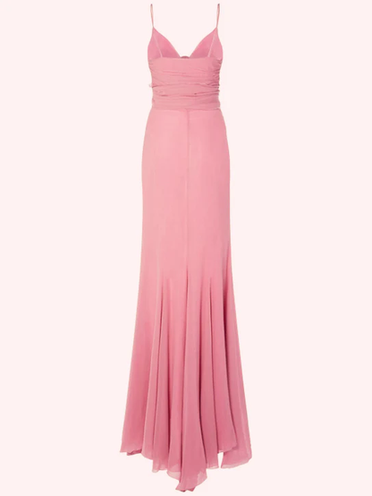 Sweet Pink Chiffon Mermaid Prom Dress,Long Party Evening Dress cc2949
