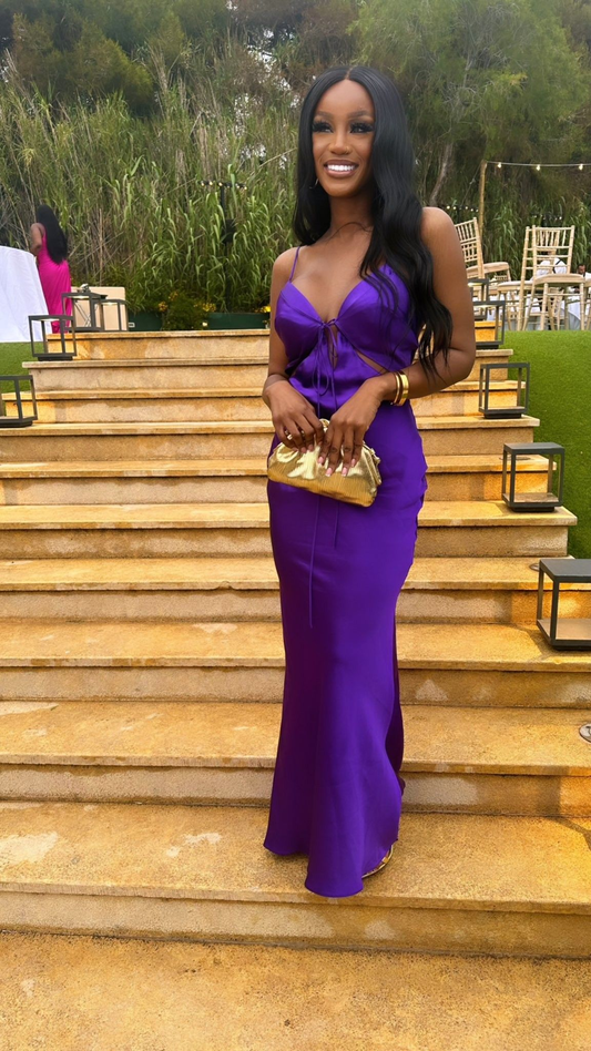 Elegant Purple Mermaid Evening Dress,Wedding Guest Outfit cc766