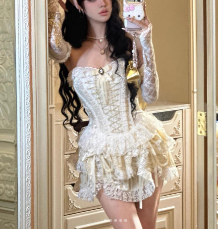 Classy Strapless Lace Layered A Line Short Birthday Outfits Yellow Formal 8th Grade Homecoming Dress cc3429